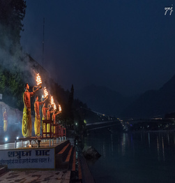 Ganga Aarati, prayers are offered to the river in the evening for her over flowing nature and giving life to many.